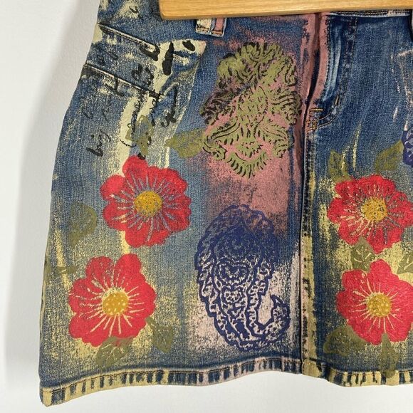 Allen B Hand Painted Denim Skirt - Picture 4 of 15